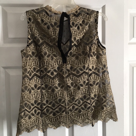 Black and gold sheer cover over shirt Size M - Picture 3 of 3